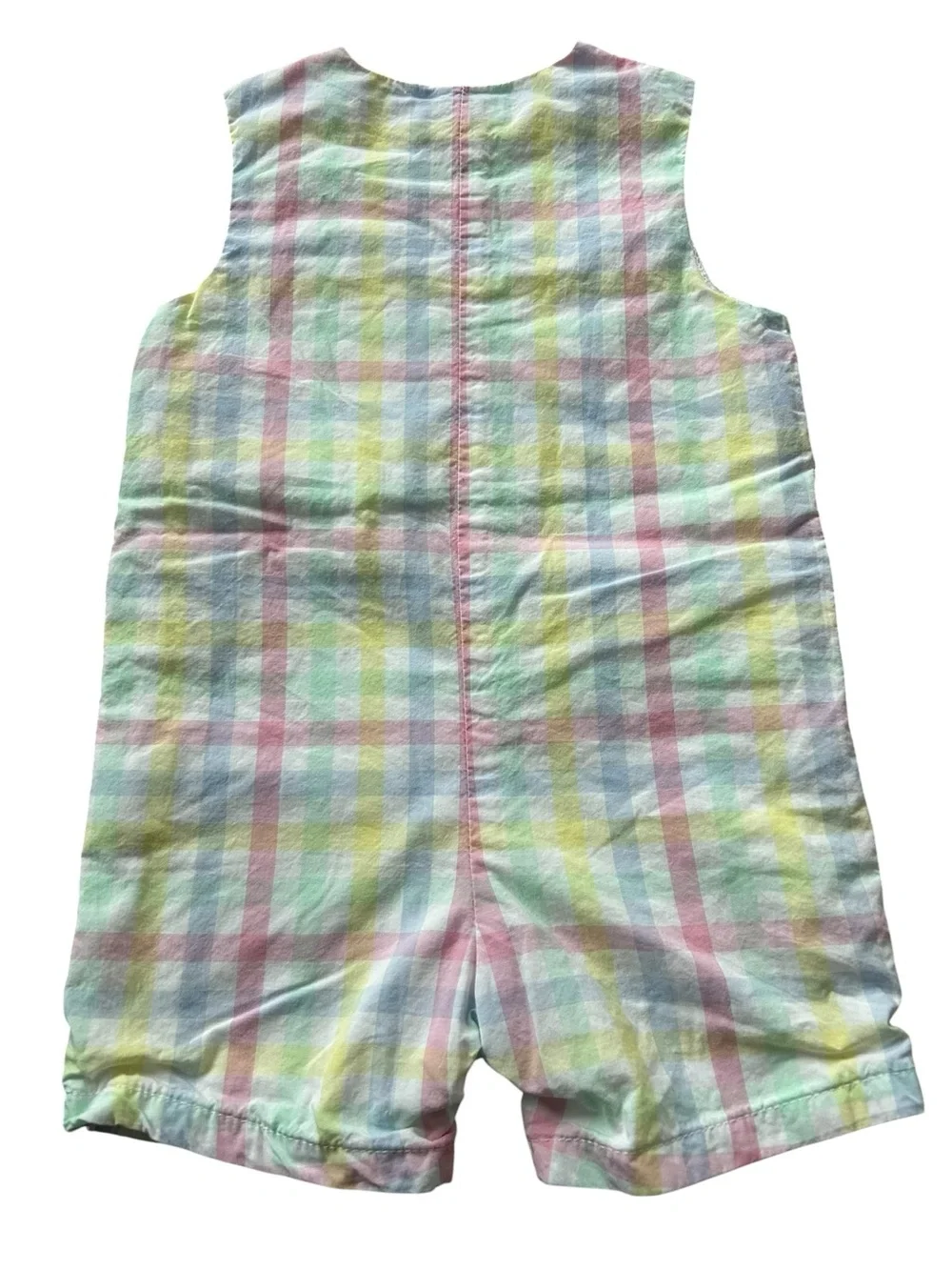 Janie and Jack Baby Gingham Pastel Multicolor Cotton Romper Size 6-12 Months